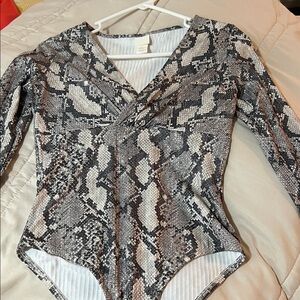 H&M Black and White Snakeskin Bodysuit